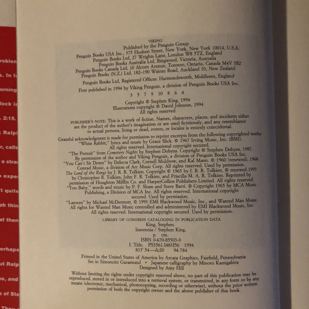 Insomnia/Stephen King/First Edition - Picture 6 of 7